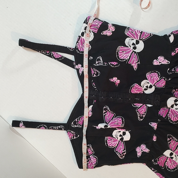 M VTG Jawbreaker Women's Sun Dress Pink Butterfly Skull Y2K 90s - Picture 8 of 12
